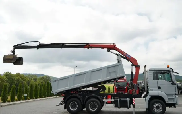 MAN TGS 33.360 / 6x4 / WYWROTKA + HDS HMF 1820 K-RC / wysów 10m / HYDROBURTA / CHWYTAK / NAVI / MANUAL / SPROWADZONY 