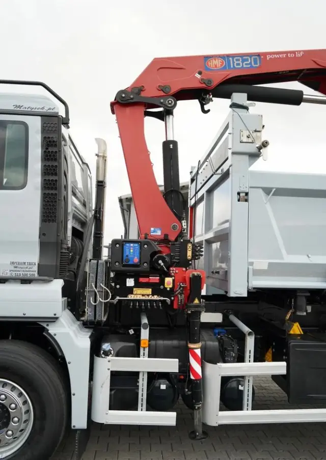 MAN TGS 33.360 / 6x4 / WYWROTKA + HDS HMF 1820 K-RC / wysów 10m / HYDROBURTA / CHWYTAK / NAVI / MANUAL / SPROWADZONY 