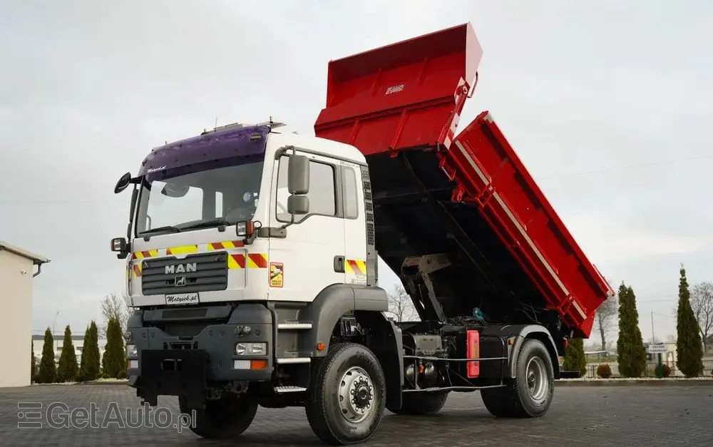 MAN TGA 18.360 / 4X4 / WYWROTKA 2 STRONNA / HYDROKLAPA / HYDROBURTA / CZOŁOWNICA / SPECJALNY / MANUAL 