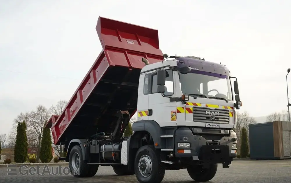 MAN TGA 18.360 / 4X4 / WYWROTKA 2 STRONNA / HYDROKLAPA / HYDROBURTA / CZOŁOWNICA / SPECJALNY / MANUAL 