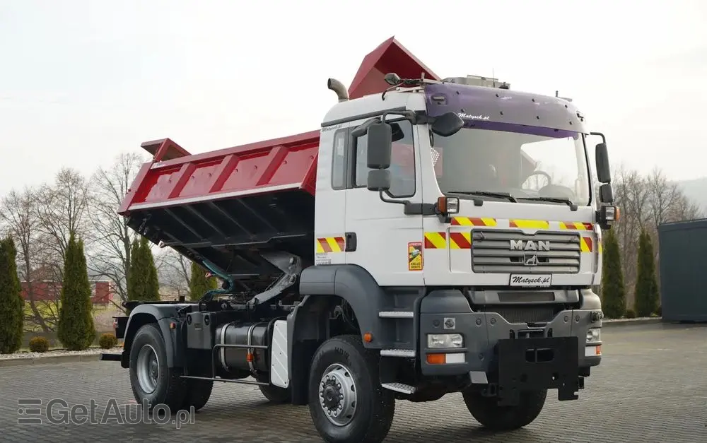 MAN TGA 18.360 / 4X4 / WYWROTKA 2 STRONNA / HYDROKLAPA / HYDROBURTA / CZOŁOWNICA / SPECJALNY / MANUAL 