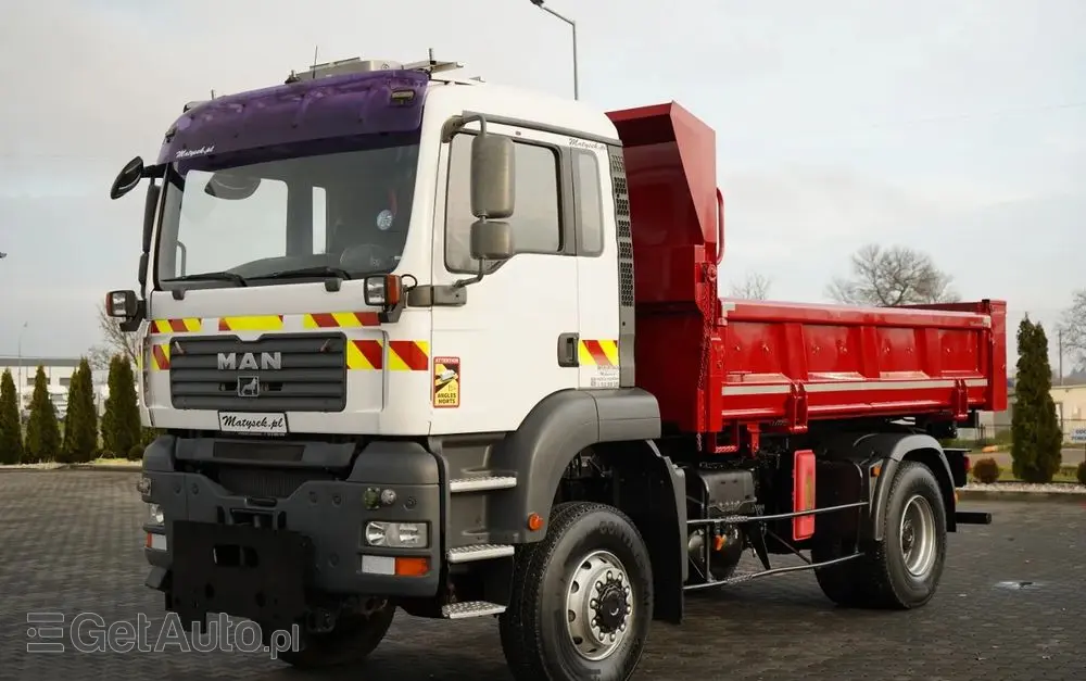 MAN TGA 18.360 / 4X4 / WYWROTKA 2 STRONNA / HYDROKLAPA / HYDROBURTA / CZOŁOWNICA / SPECJALNY / MANUAL 