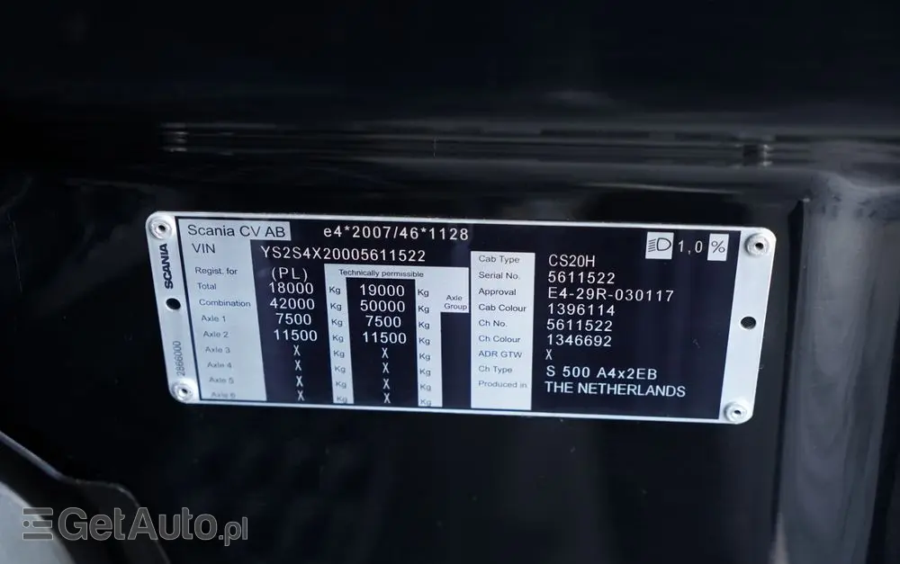 SCANIA S 500 / RETARDER / KLIMA POSTOJOWA / CAŁA NA PODUSZKACH / OPONY 100% 