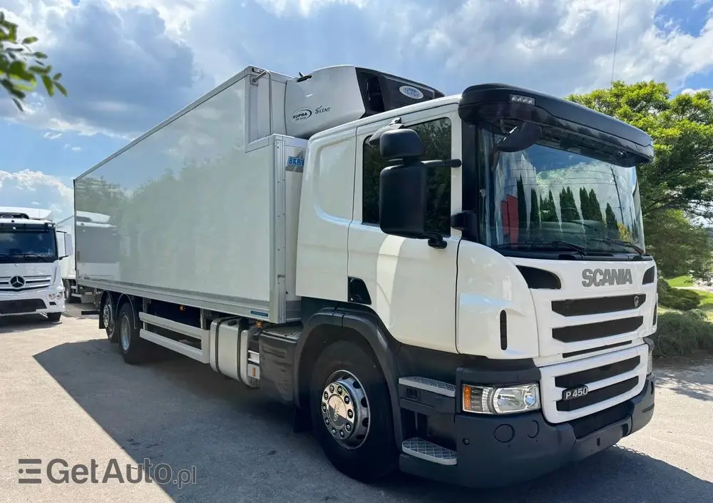 SCANIA Scania P 450 / CHŁODNIA + WINDA / 23 PALETY / EURO6 / OŚ SKRĘTNA / CARRIER/ ASO 