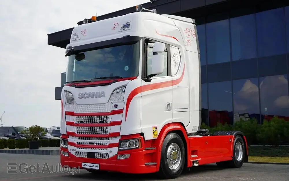 SCANIA S 580 / V8 / RETARDER / KLIMA POSTOJOWA / CAŁA NA PODUSZKACH / ALUFELGI  /  SKÓRY / OPONY 100% / 