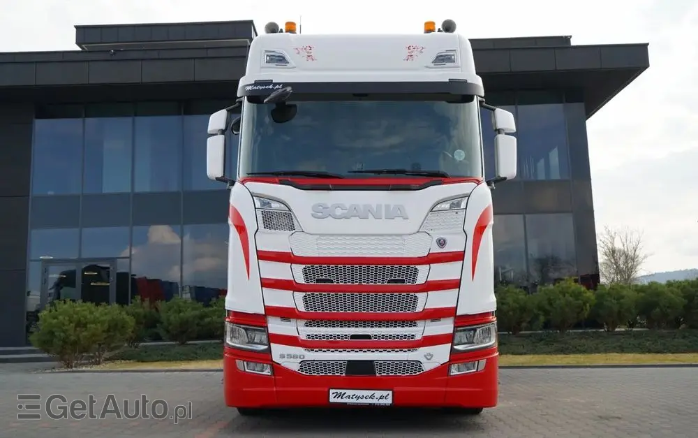 SCANIA S 580 / V8 / RETARDER / KLIMA POSTOJOWA / CAŁA NA PODUSZKACH / ALUFELGI  /  SKÓRY / OPONY 100% / 