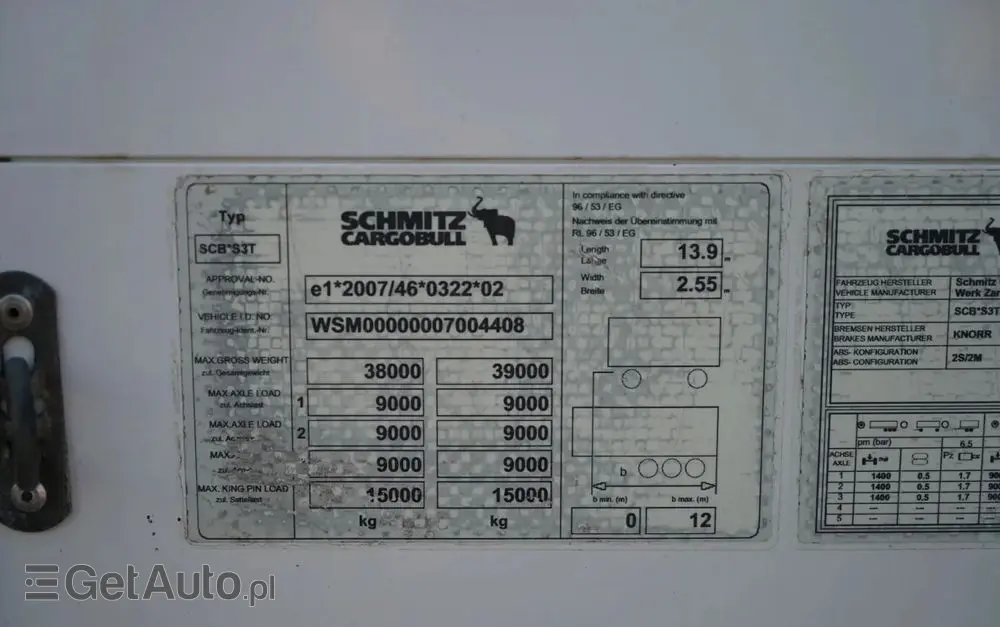 SCHMITZ CARGOBULL FIRANKA / KOSZ NA PALETY / STANDARD / 