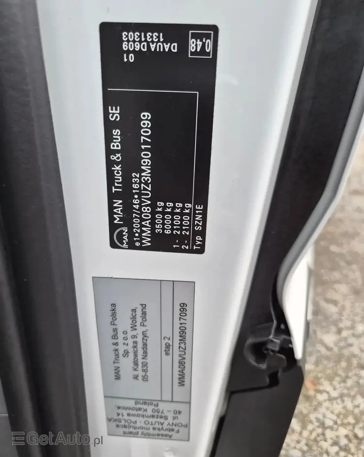 MAN TGE 10 PALET zaw.poduszki 2021r EURO 6 