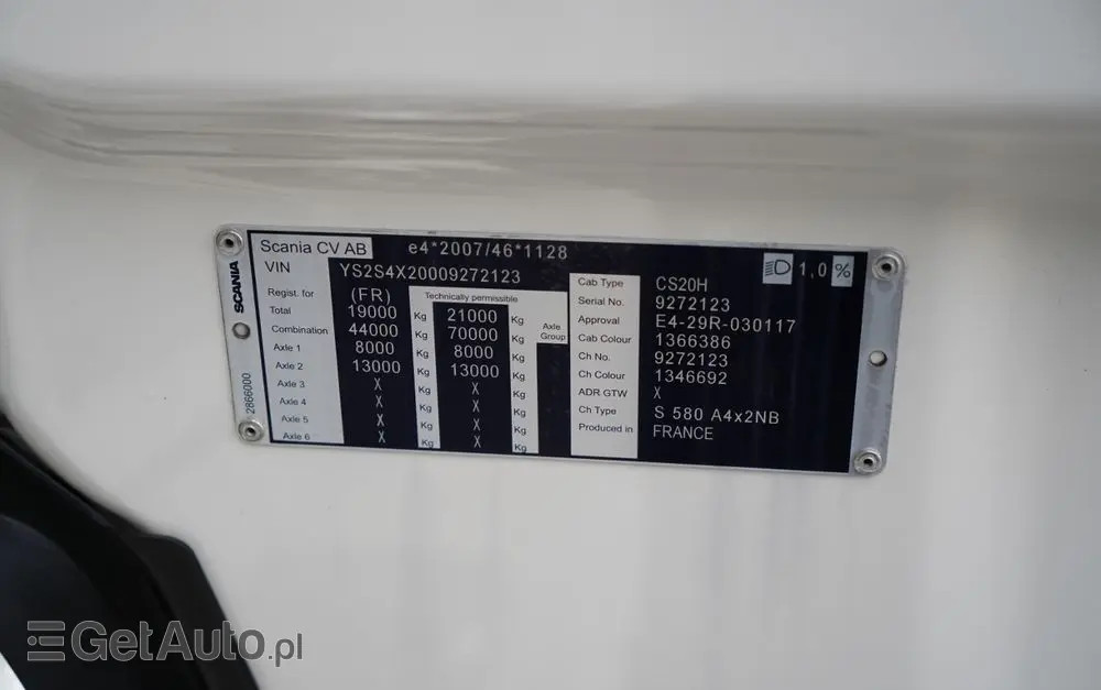 SCANIA S 580 / V8 / RETARDER / KLIMA POSTOJOWA / CAŁA NA PODUSZKACH / BOGATE WYPOSAŻENIE  / EURO 6 