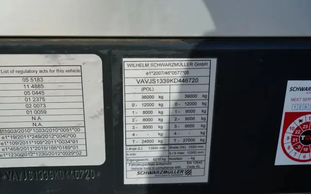 SCHWARZMULLER FIRANKA / STANDARD / KOSZ NA PALETY / OSIE SAF / 