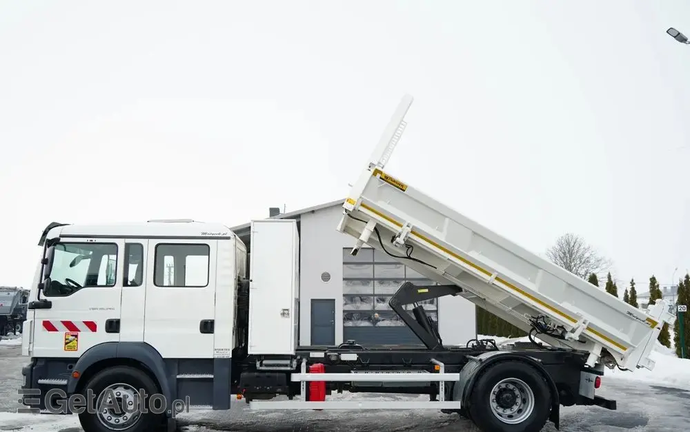 MAN TGM 18.340 / 4X2 / 3 STRONNA WYWROTKA / HYDROBURTA / BRYGADÓWKA 7 MIEJSC / BORDMATIC 