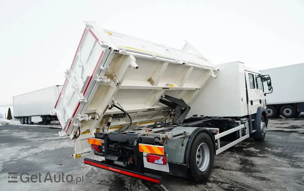 MAN TGM 18.340 / 4X2 / 3 STRONNA WYWROTKA / HYDROBURTA / BRYGADÓWKA 7 MIEJSC / BORDMATIC 