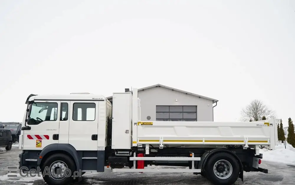 MAN TGM 18.340 / 4X2 / 3 STRONNA WYWROTKA / HYDROBURTA / BRYGADÓWKA 7 MIEJSC / BORDMATIC 