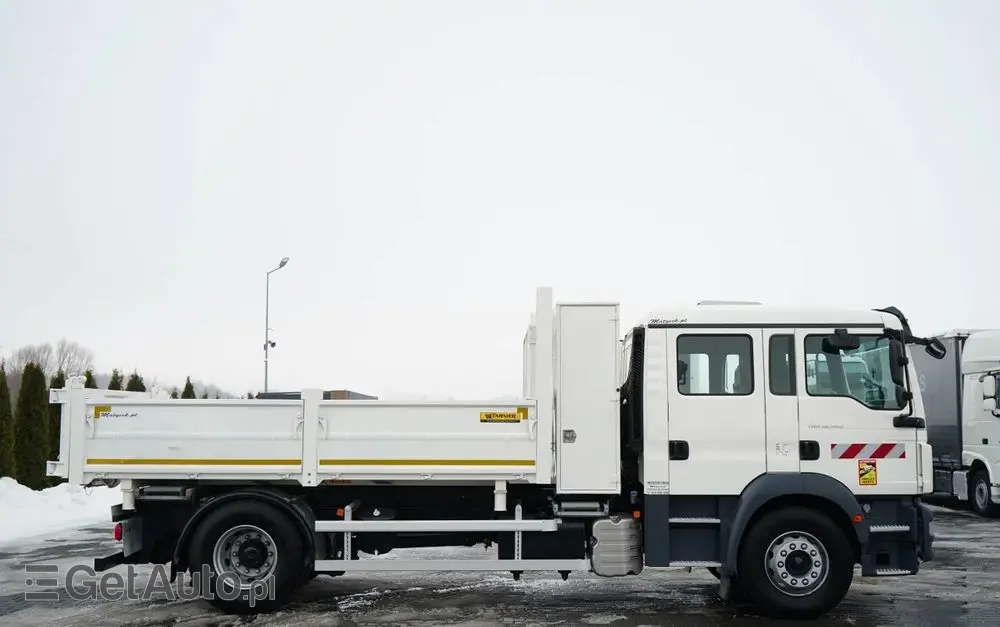 MAN TGM 18.340 / 4X2 / 3 STRONNA WYWROTKA / HYDROBURTA / BRYGADÓWKA 7 MIEJSC / BORDMATIC 