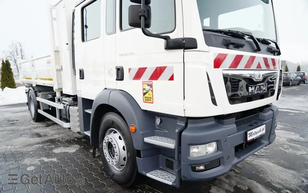 MAN TGM 18.340 / 4X2 / 3 STRONNA WYWROTKA / HYDROBURTA / BRYGADÓWKA 7 MIEJSC / BORDMATIC 