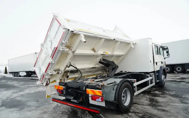 MAN TGM 18.340 / 4X2 / 3 STRONNA WYWROTKA / HYDROBURTA / BRYGADÓWKA 7 MIEJSC / BORDMATIC 