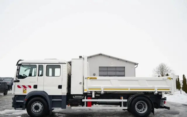 MAN TGM 18.340 / 4X2 / 3 STRONNA WYWROTKA / HYDROBURTA / BRYGADÓWKA 7 MIEJSC / BORDMATIC 