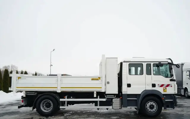 MAN TGM 18.340 / 4X2 / 3 STRONNA WYWROTKA / HYDROBURTA / BRYGADÓWKA 7 MIEJSC / BORDMATIC 