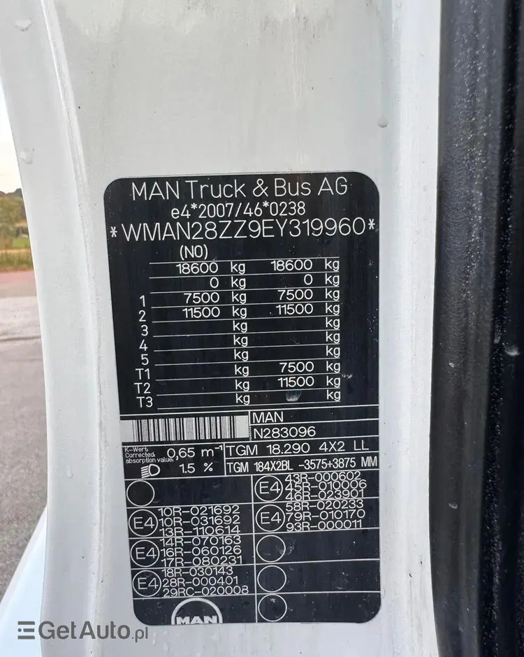 MAN TGM18.290 4x2 ACC/ CHłODNIA Z WINDĄ /CARRIER 850MT /SYPIALKA / EURO6/ASO 
