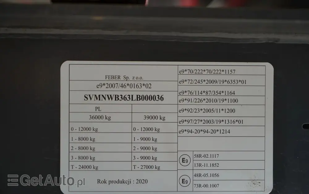 FEBER INTER CARS WYWROTKA 62 M3 / ALUMINIOWA / OŚ PODNOSZONA / 