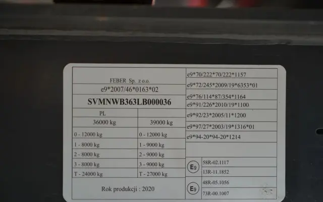 FEBER INTER CARS WYWROTKA 62 M3 / ALUMINIOWA / OŚ PODNOSZONA / 