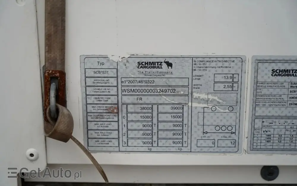 SCHMITZ CARGOBULL FIRANKA / STANDARD / PLANDEKA ZBROJONA 