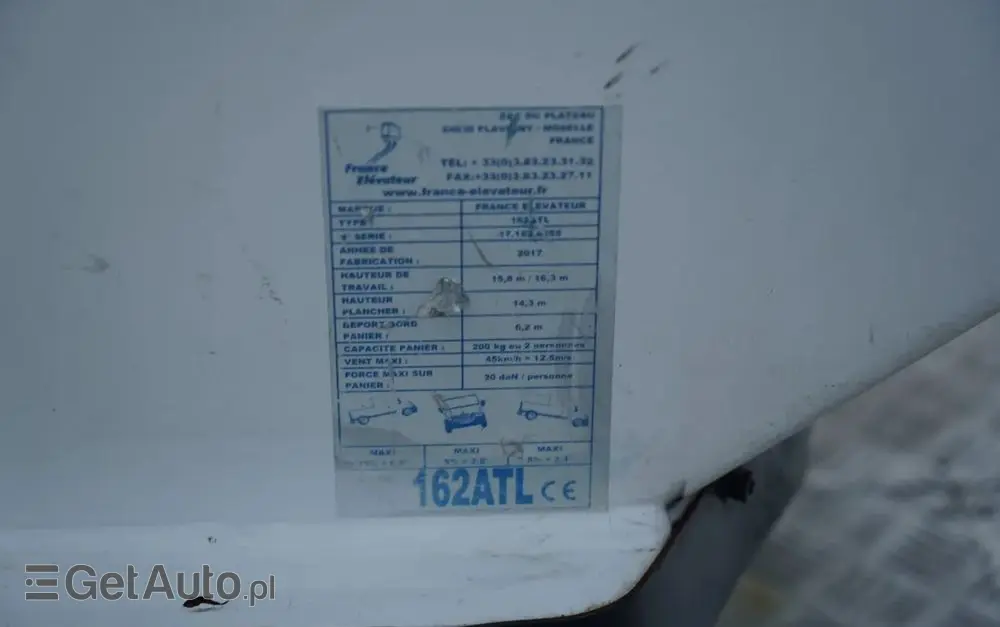 NISSAN CABSTAR / ZWYŻKA 16,3 METRÓW / FRANCE ELEVATEUR /  BLIŹNIAK / UDŹWIG - 200 kg / 4 PODPORY / 