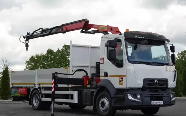RENAULT D 210/  4X2 / SKRZYNIOWY 5 M + HDS PALFINGER PK 8.501 SLD A / UDŹWIG 5 580G / STEROWANIE RADIOWE / ROTATOR / SPROWADZONY 