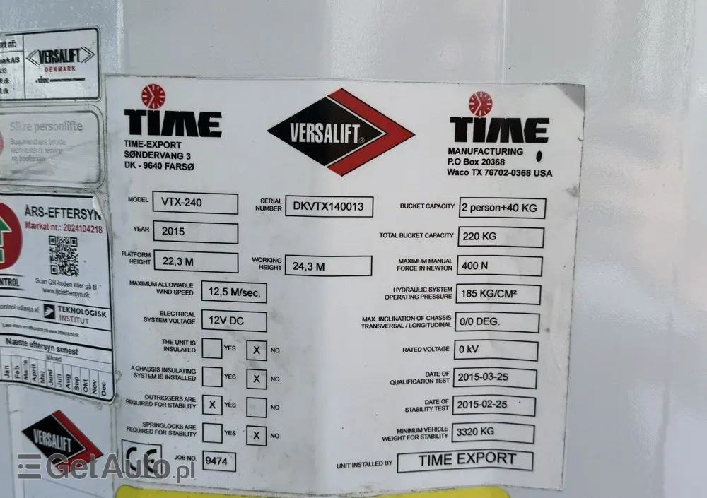 MERCEDES-BENZ Sprinter Zwyżka Podnośnik Koszowy VERSALIFT VTX-240 UDT 