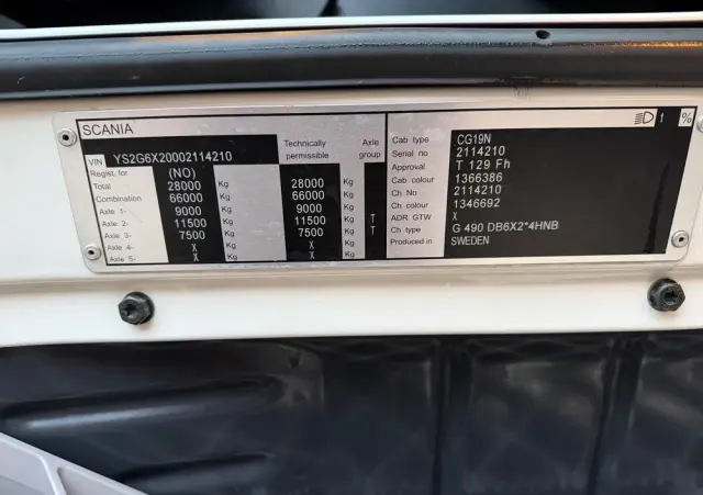 SCANIA Scania G 490 / CHŁODNIA + WINDA / 23 PALETY / EURO6 / OŚ SKRĘTNA / CARRIER 850 / ASO 