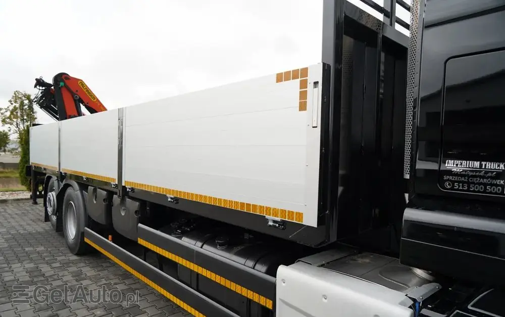 MAN TGS 26.440 / 6X2 / SKRZYNIOWY 7,5 M / OŚ PODNOSZONA  + HDS PALFINGER PK 18002  / MAX UDŹWIG: 6 000 KG / STEROWANIE RADIOWE / ROTATOR / KLIMA POSTOJOWA /  MANUAL / EURO 6 