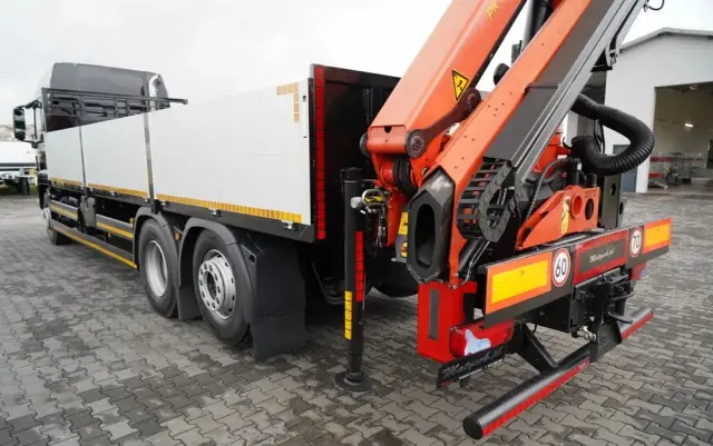 MAN TGS 26.440 / 6X2 / SKRZYNIOWY 7,5 M / OŚ PODNOSZONA  + HDS PALFINGER PK 18002  / MAX UDŹWIG: 6 000 KG / STEROWANIE RADIOWE / ROTATOR / KLIMA POSTOJOWA /  MANUAL / EURO 6 