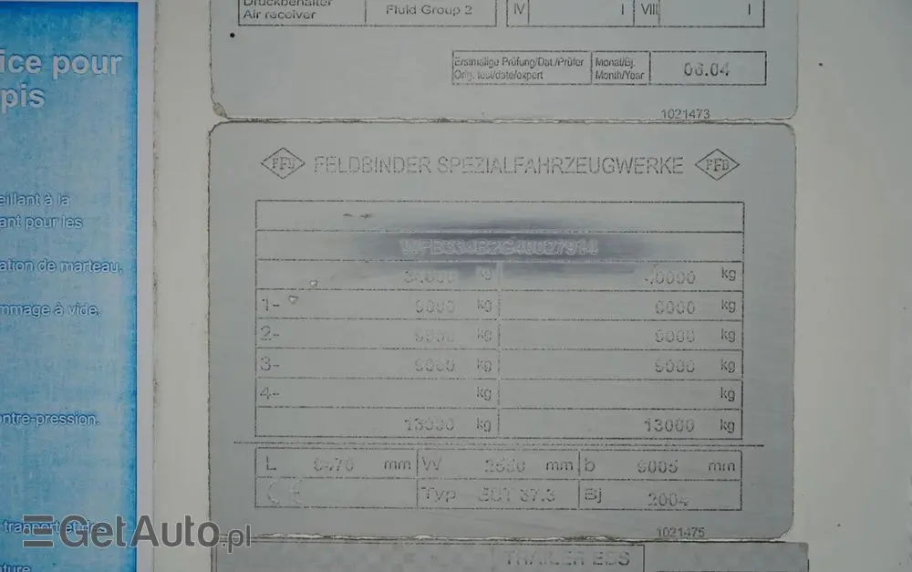 FELDBINDER CEMENTONACZEPA / 2 KOMORY / 37 000 L / SILOS / DO MATERIAŁÓW SYPKICH  / ALUFELGI 