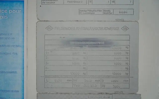 FELDBINDER CEMENTONACZEPA / 2 KOMORY / 37 000 L / SILOS / DO MATERIAŁÓW SYPKICH  / ALUFELGI 