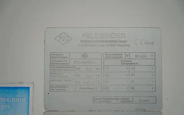 FELDBINDER CEMENTONACZEPA / 2 KOMORY / 37 000 L / SILOS / DO MATERIAŁÓW SYPKICH  / ALUFELGI 