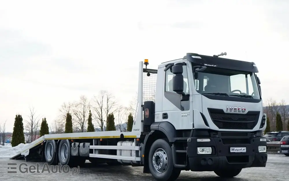 IVECO STRALIS 360 / 6X2 /  LAWETA / PLATFORMA 9,3 M / NAJAZDY HYDRAULICZNE / WYCIĄGARKA / OŚ PODONOSZONA  / EURO 6 