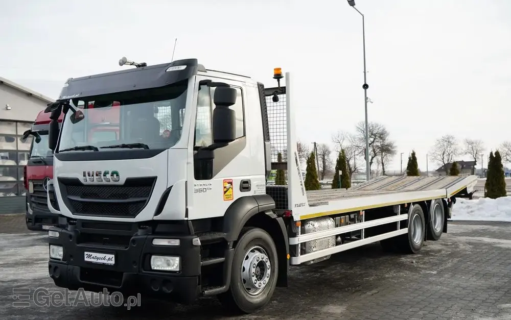 IVECO STRALIS 360 / 6X2 /  LAWETA / PLATFORMA 9,3 M / NAJAZDY HYDRAULICZNE / WYCIĄGARKA / OŚ PODONOSZONA  / EURO 6 