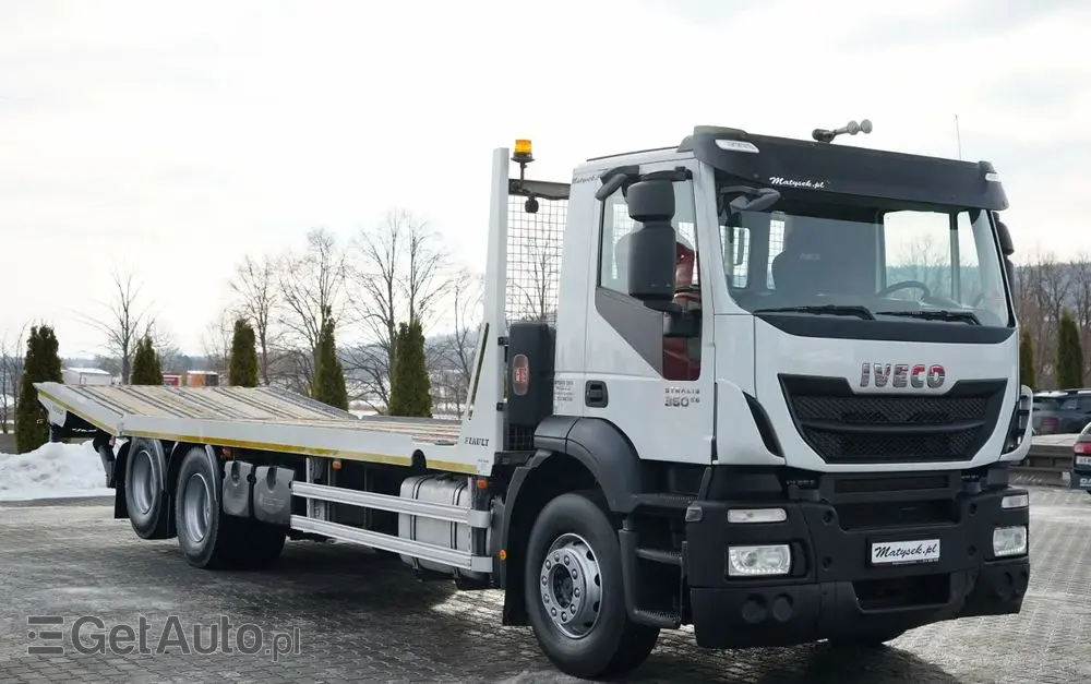 IVECO STRALIS 360 / 6X2 /  LAWETA / PLATFORMA 9,3 M / NAJAZDY HYDRAULICZNE / WYCIĄGARKA / OŚ PODONOSZONA  / EURO 6 