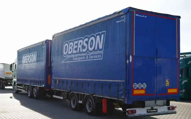 MAN TGX 26.460 / ZESTAW TANDEM PRZEJAZDOWY / 120 M3 / OŚ PODNOSZONA / OŚ SKRĘTNA / + PRZYCZEPA FRUEHAUF / OSIE SAF 