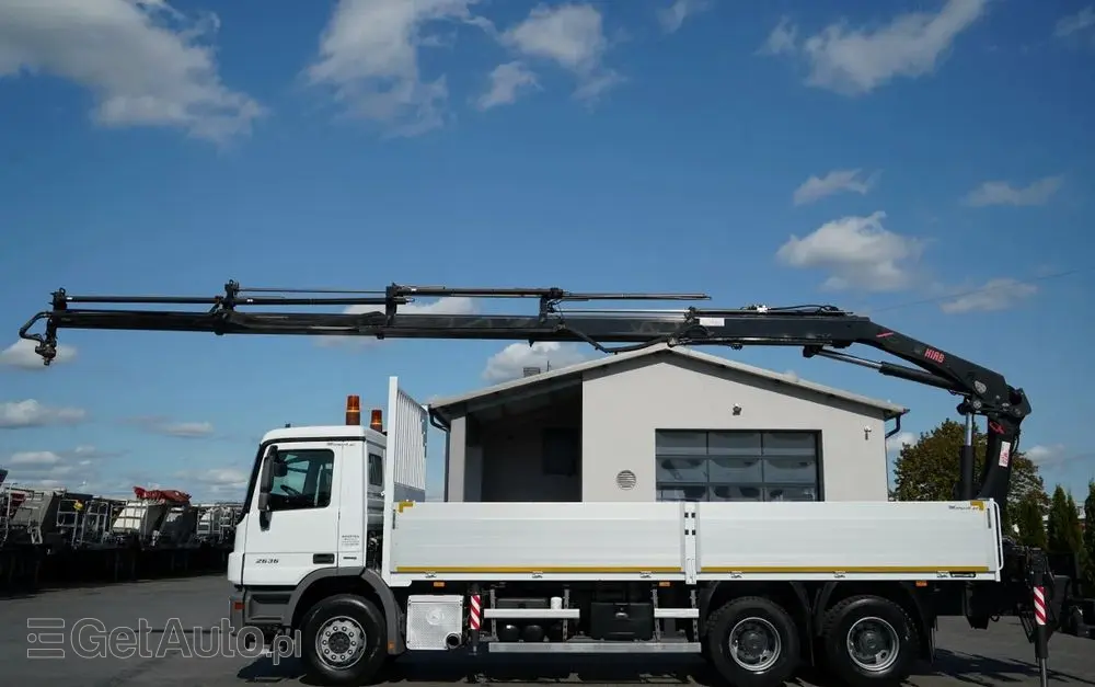 MERCEDES-BENZ ACTROS 2636 / 6x4 / SKRZYNIOWY 7 M + HDS HIAB  -  WYSÓW 12,6 M / MOCNA PODŁOGA / STEROWANIE RADIOWE / ROTATOR / SPROWADZONY 