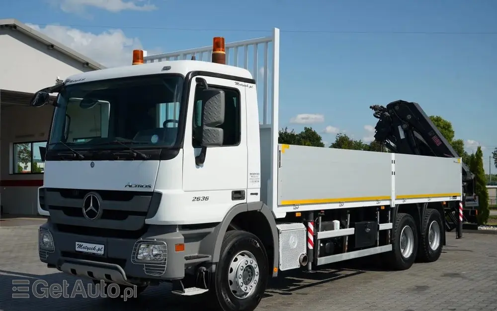MERCEDES-BENZ ACTROS 2636 / 6x4 / SKRZYNIOWY 7 M + HDS HIAB  -  WYSÓW 12,6 M / MOCNA PODŁOGA / STEROWANIE RADIOWE / ROTATOR / SPROWADZONY 
