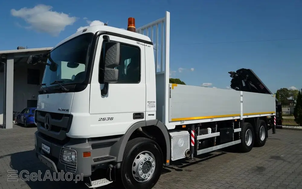 MERCEDES-BENZ ACTROS 2636 / 6x4 / SKRZYNIOWY 7 M + HDS HIAB  -  WYSÓW 12,6 M / MOCNA PODŁOGA / STEROWANIE RADIOWE / ROTATOR / SPROWADZONY 