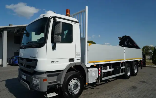 MERCEDES-BENZ ACTROS 2636 / 6x4 / SKRZYNIOWY 7 M + HDS HIAB  -  WYSÓW 12,6 M / MOCNA PODŁOGA / STEROWANIE RADIOWE / ROTATOR / SPROWADZONY 