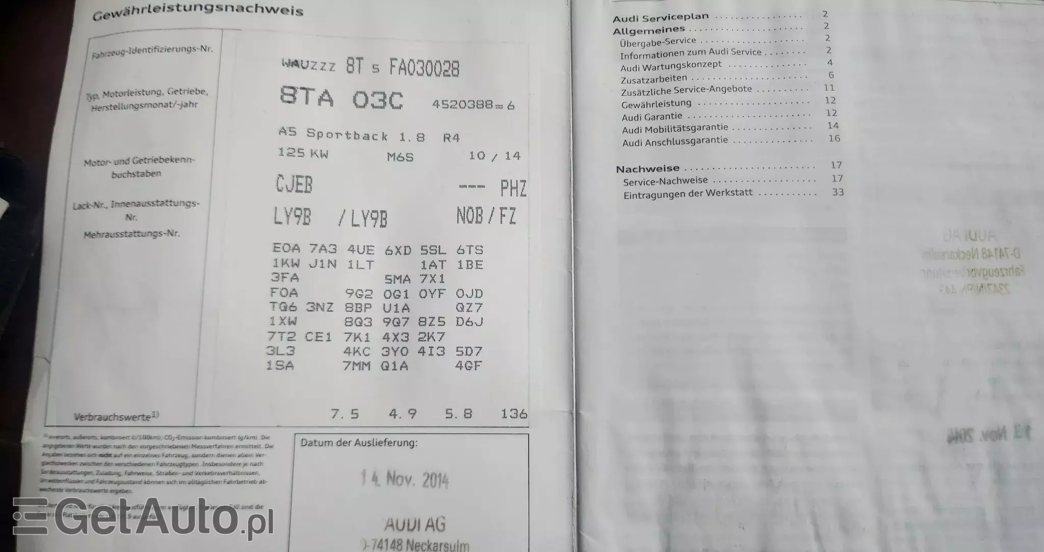 AUDI A5 1.8 TFSI Sportback