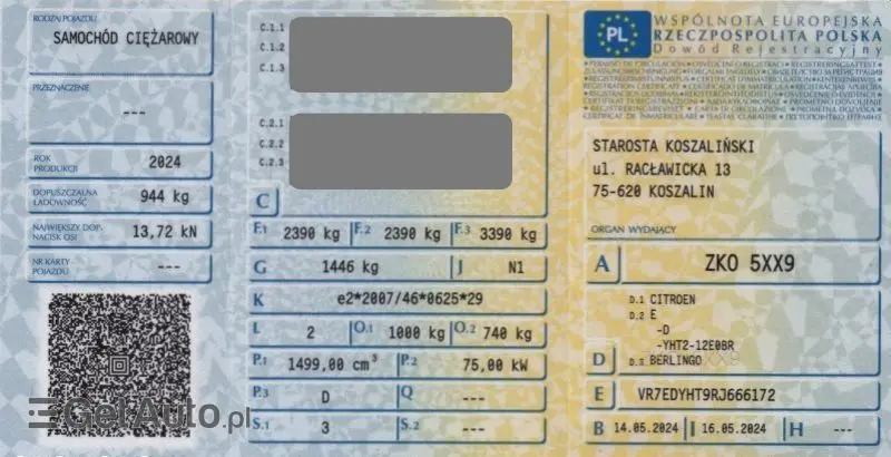 CITROËN BERLINGO // CHŁODNIA // IZOTERMA // SALON PL // FABRYCZNA GWARANCJA // 1 WŁ // FV 23 % // 