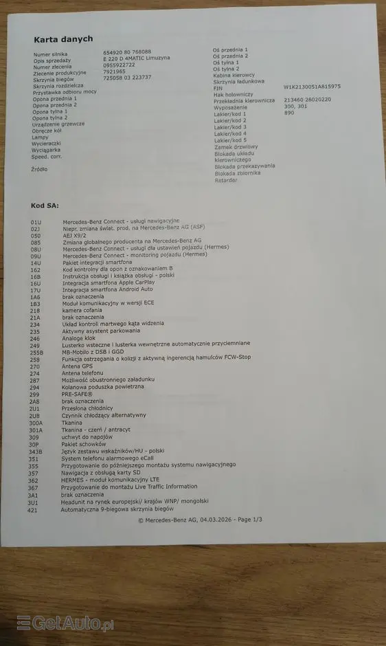 MERCEDES-BENZ Klasa E 220 d 4-Matic AMG