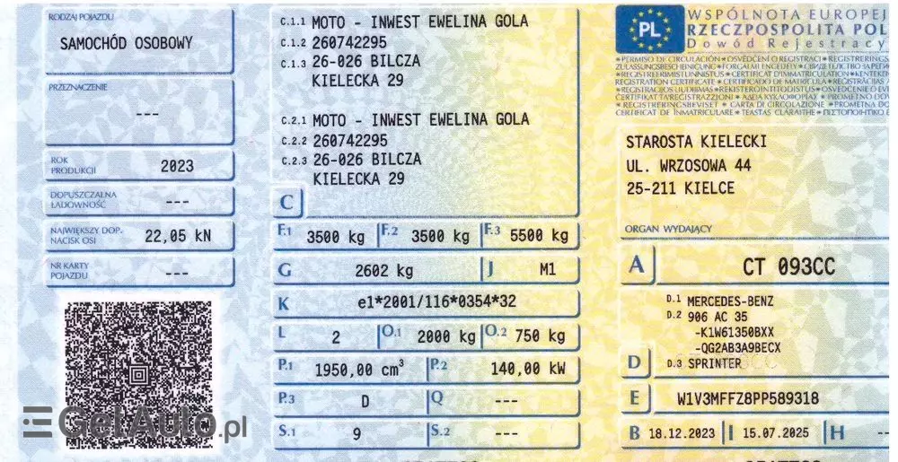 MERCEDES-BENZ Sprinter 319 CDI Standard SELECT 9G-Tronic 907.233